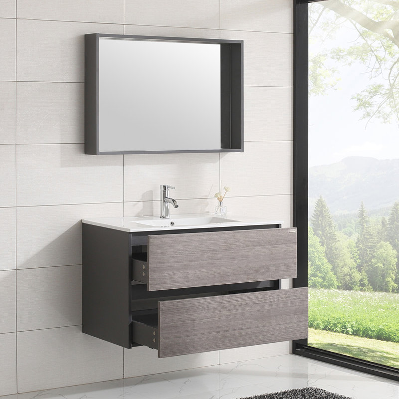 Orren Ellis Aldwych 36'' Wall Mount Single Bathroom Vanity Set with